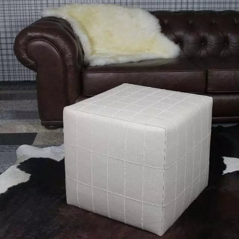 Puff Couro Natural Bali Quadrado