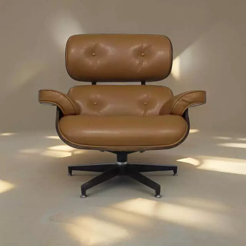 Poltrona e Puff Couro Natural Nova York