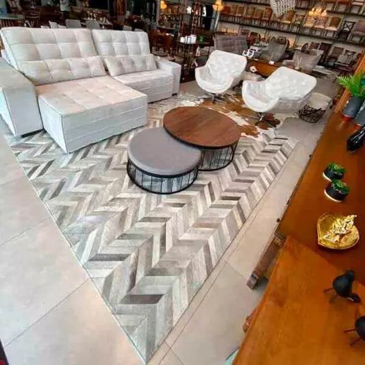 Tapete Couro Natural Linha Tradicional Chevron