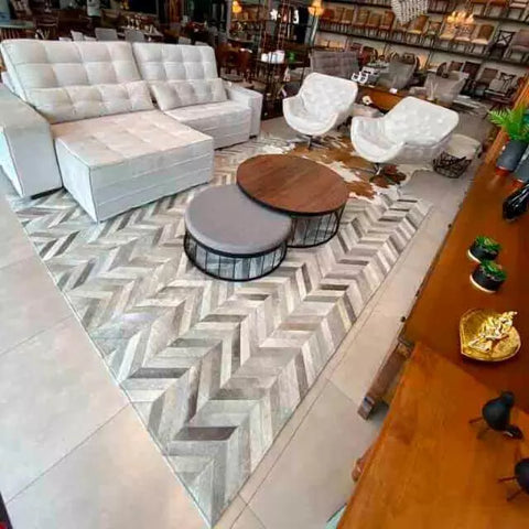 Tapete Couro Natural Linha Tradicional Chevron
