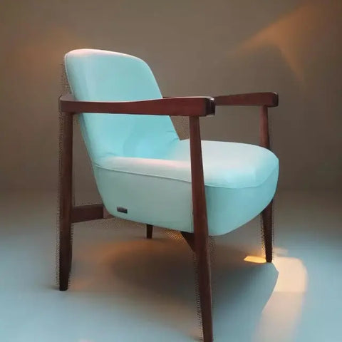 Poltrona de couro natural com linhas suaves e toque artesanal, perfeita para decoração sofisticada.